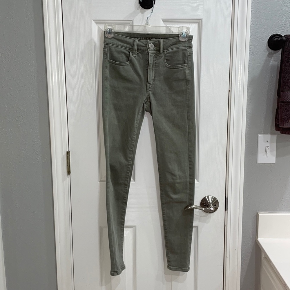 army green skinny jeans